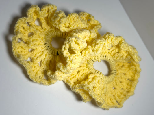 Yellow Crochet Scrunchie