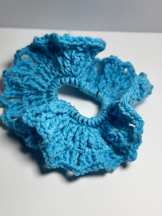 Turquoise Crochet Scrunchie