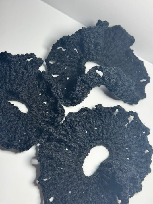 Black Crochet Scrunchie